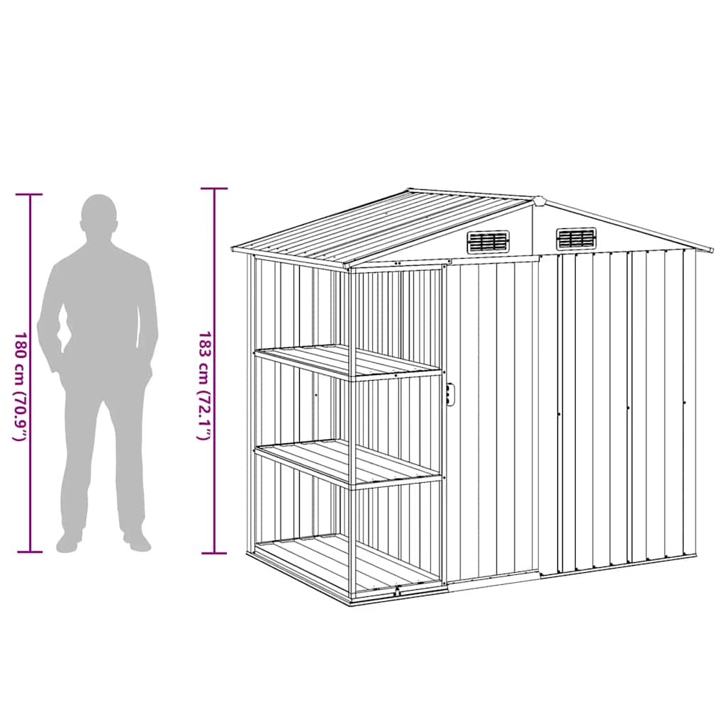 Garden Shed with Rack Brown 205x130x183 cm Iron