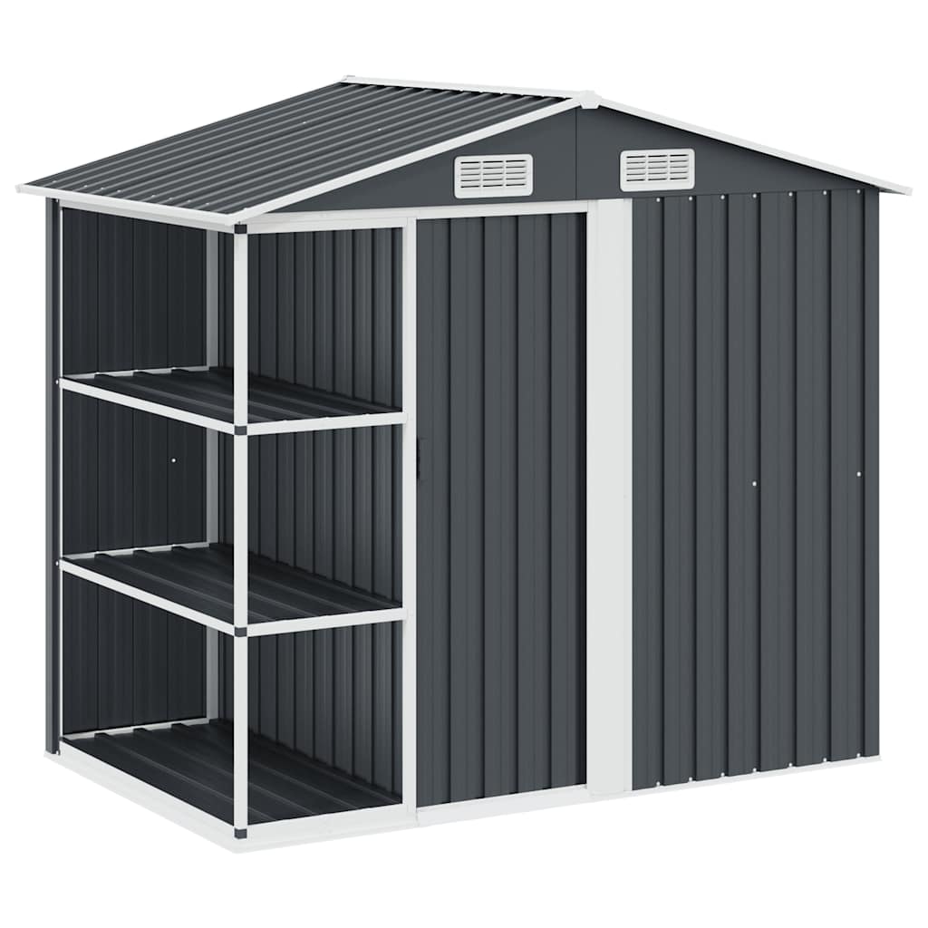 Garden Shed with Rack Anthracite 205x130x183 cm Iron