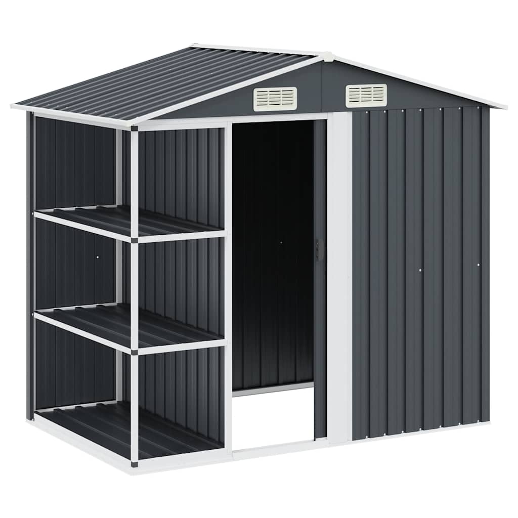 Garden Shed with Rack Anthracite 205x130x183 cm Iron