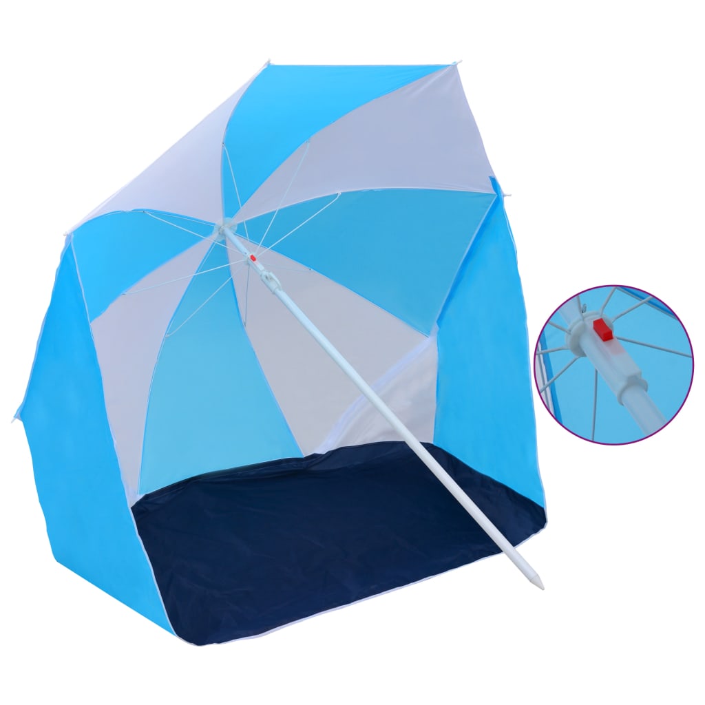 Strandparaplu Shelter Blauw en Wit 180 cm Stof