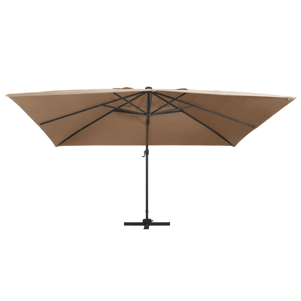 vidaXL Cantilever Garden Parasol with LED Lights and Aluminium Pole 400x300 cm Taupe