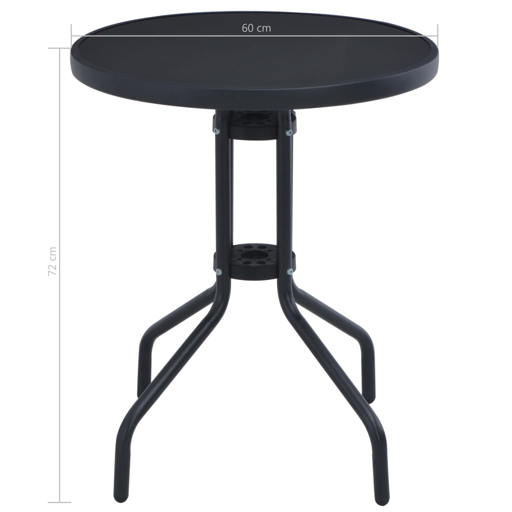 Garden Table | Black | Powder coated steel, silk print glass | 60 cm