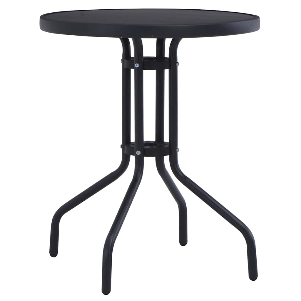 47253 vidaXL Garden Table Black 80 cm Steel and Glass