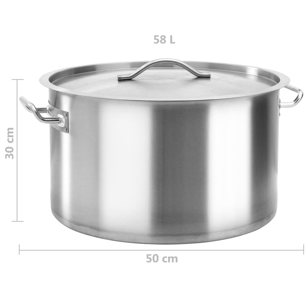 vidaXL Stock Pot 58 L 50x30 cm Stainless Steel