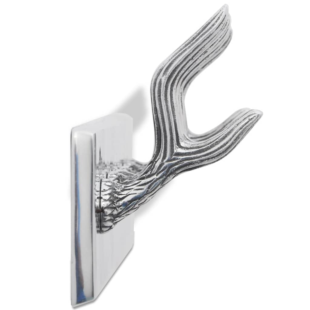 vidaXL Wardrobe Coat Hooks 2 pcs Silver Aluminium