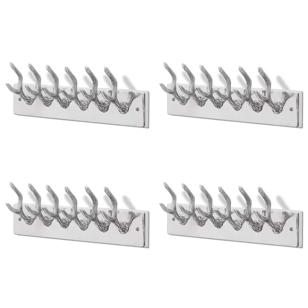 Wardrobe Coat Hooks 4 pcs Silver Aluminium
