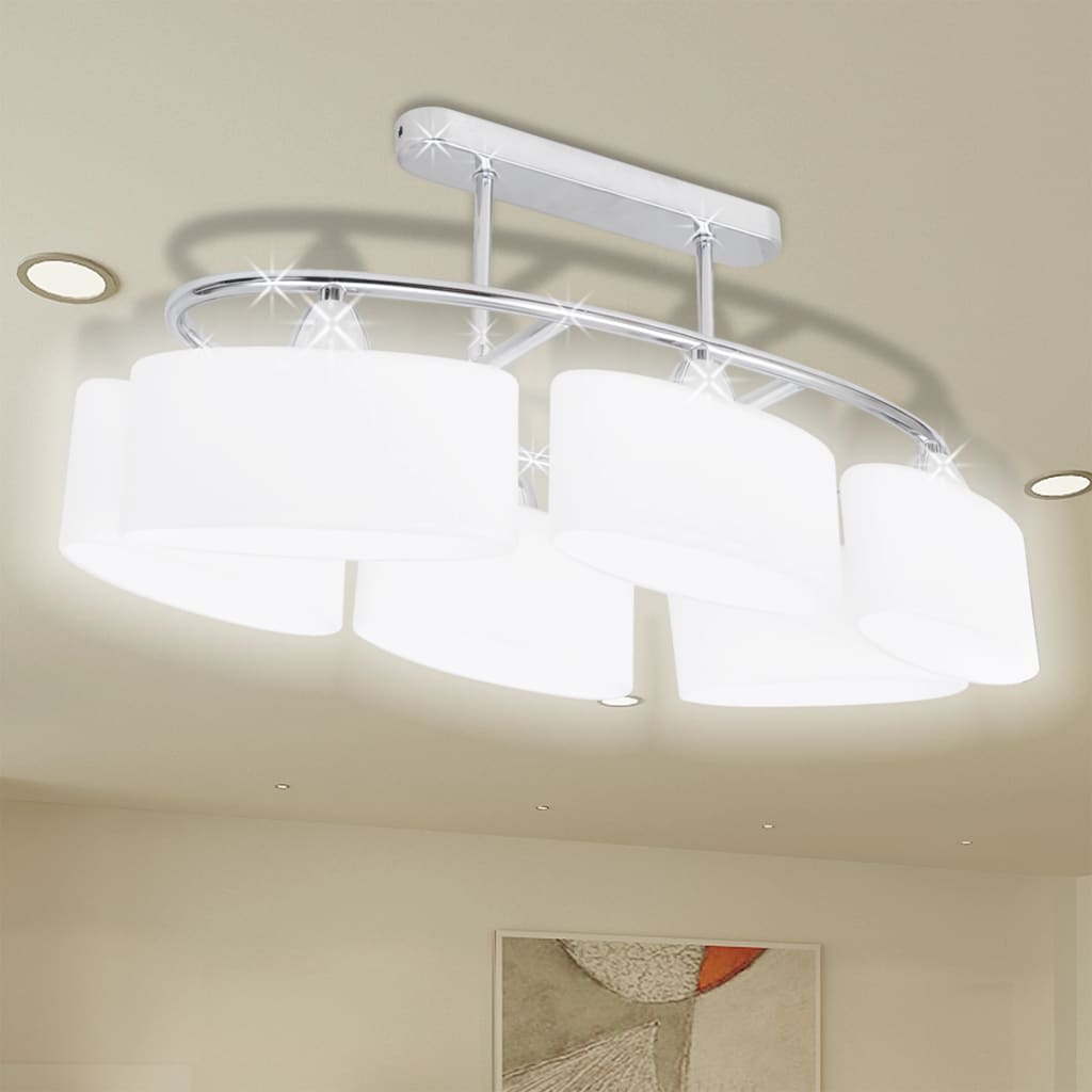 vidaXL Ceiling Lamp with Ellipsoid Glass Shades 4 pcs E14