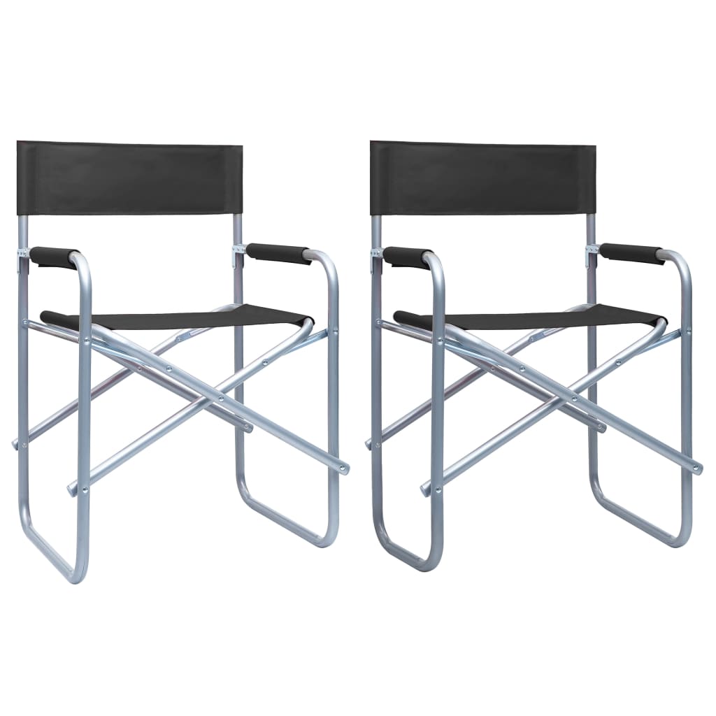 vidaXL Director's Chairs 2 pcs Steel Black