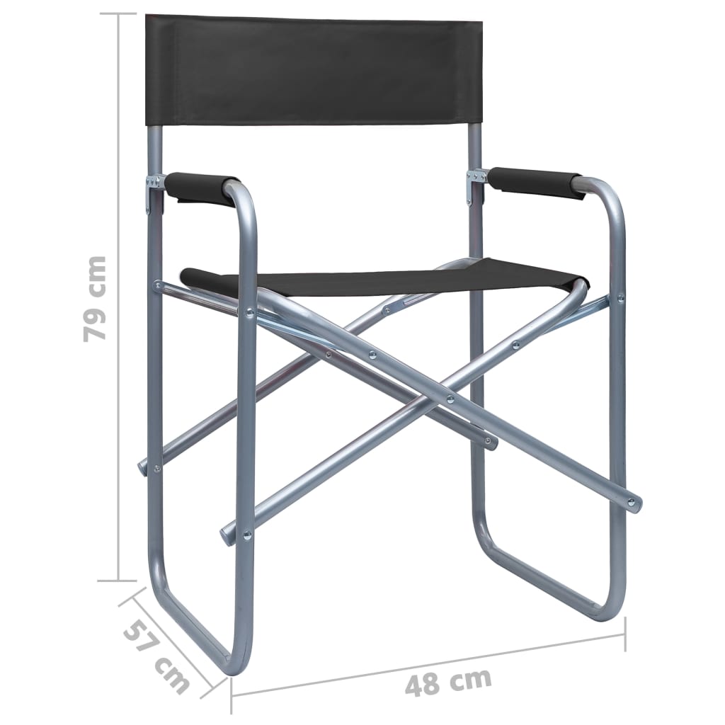 vidaXL Director's Chairs 2 pcs Steel Black