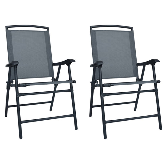 Folding Chairs 2 pcs Texilene Grey