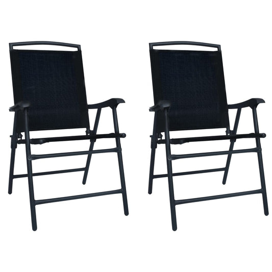 Folding Chairs 2 pcs Texilene Black