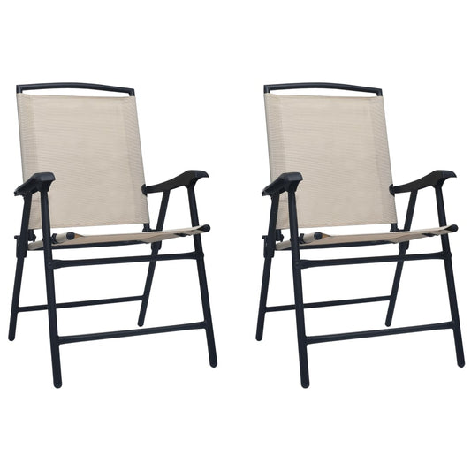 vidaXL Folding Garden Chairs 2 pcs Texilene Cream