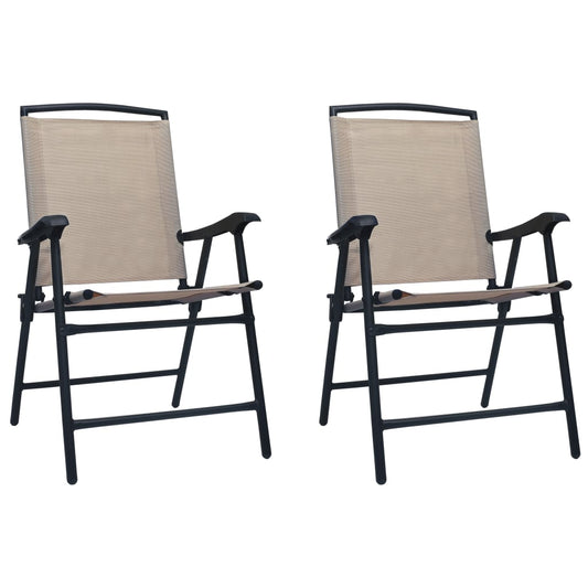 Folding Chairs 2 pcs Texilene Taupe