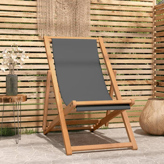 Folding Chair Solid Teak Wood Grey