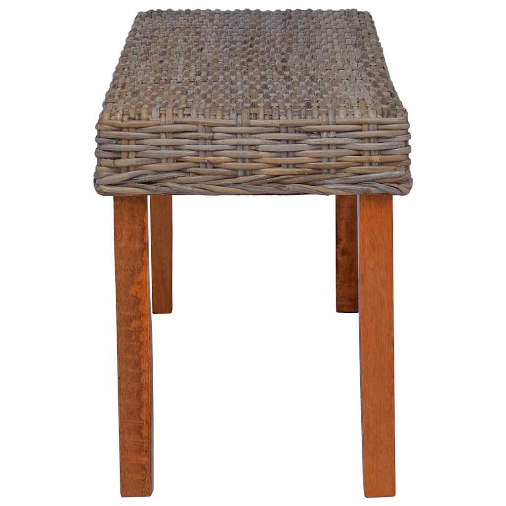 Bench 110 cm Natural Kubu Rattan and Solid Mahogany Wood