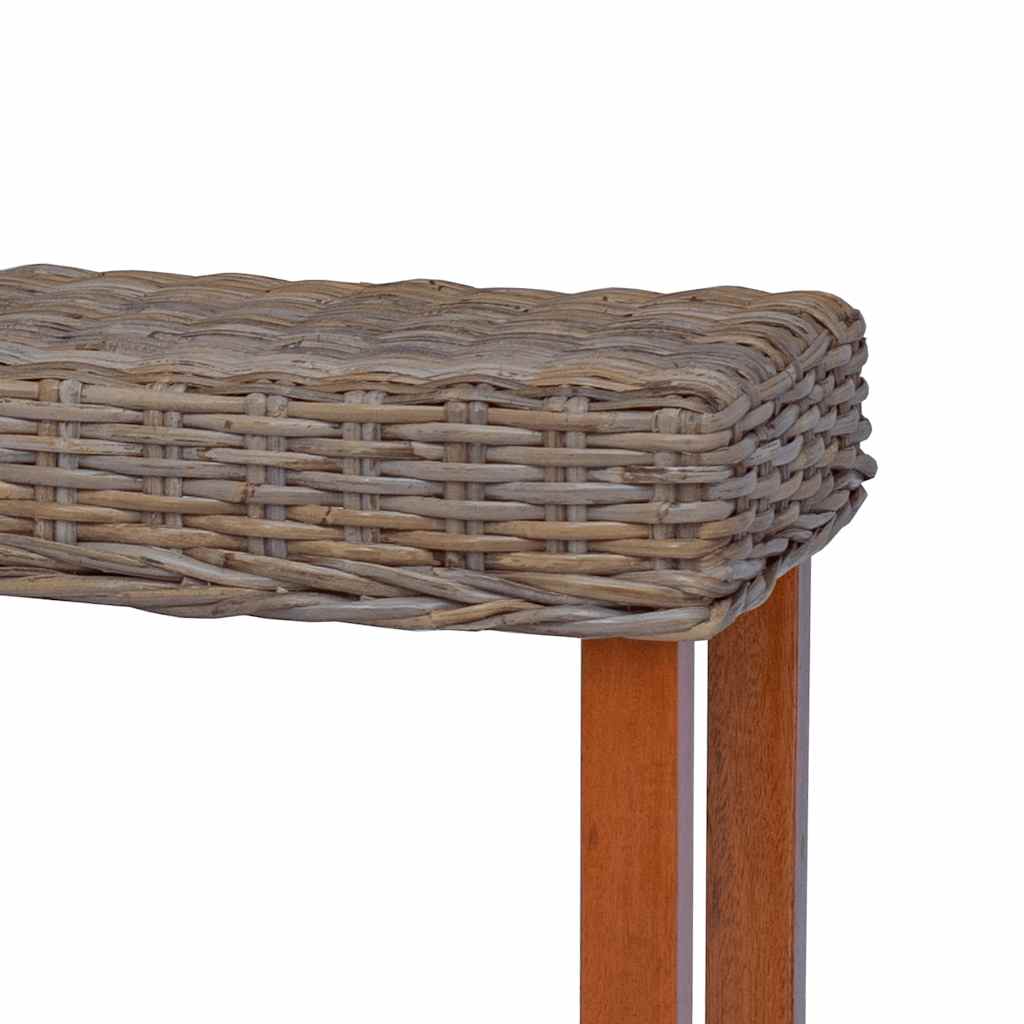 Bench 110 cm Natural Kubu Rattan and Solid Mahogany Wood