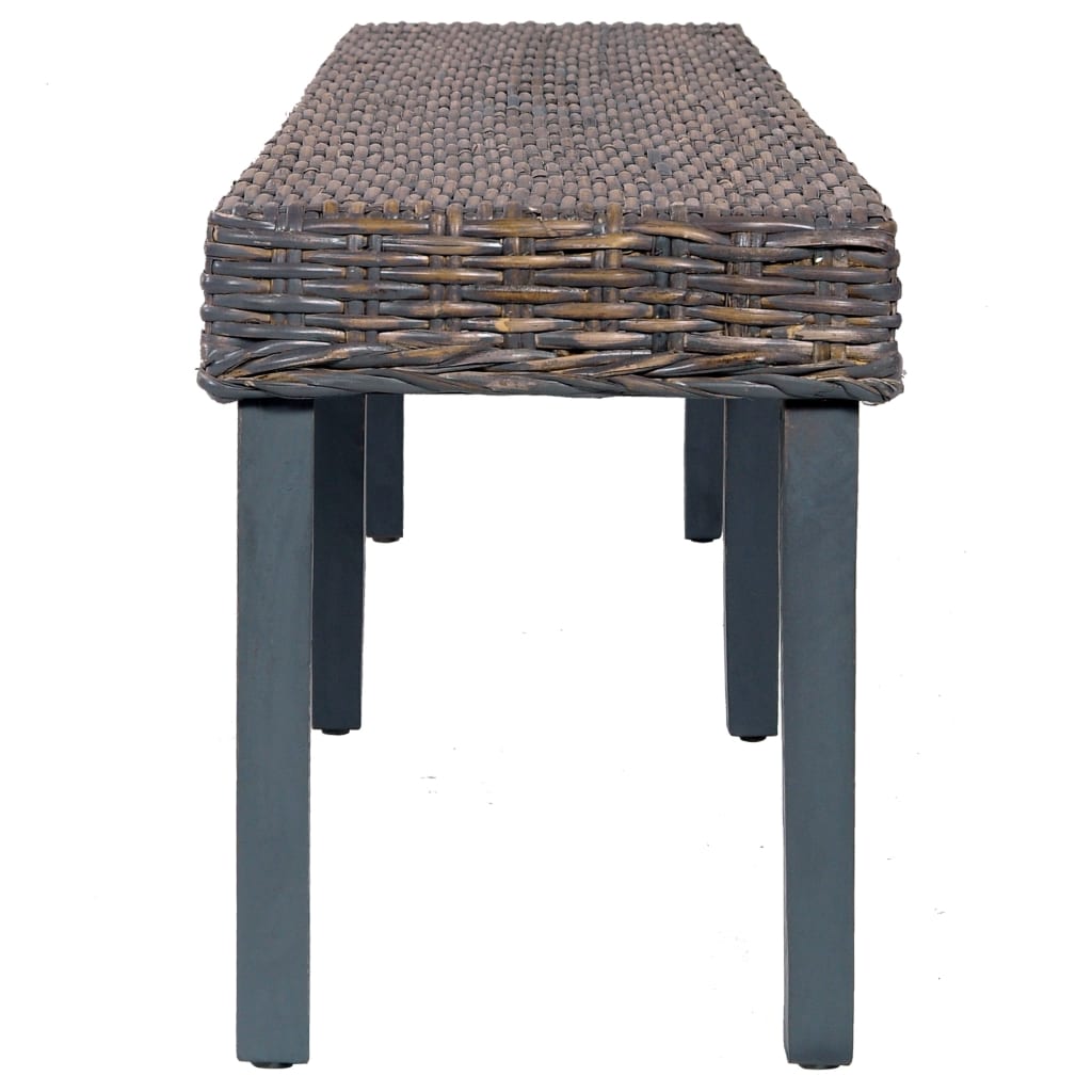 vidaXL Bench 160 cm Grey Natural Kubu Rattan and Solid Mango Wood