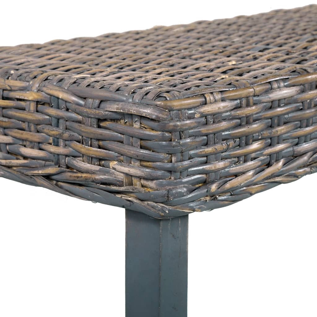 vidaXL Bench 160 cm Grey Natural Kubu Rattan and Solid Mango Wood