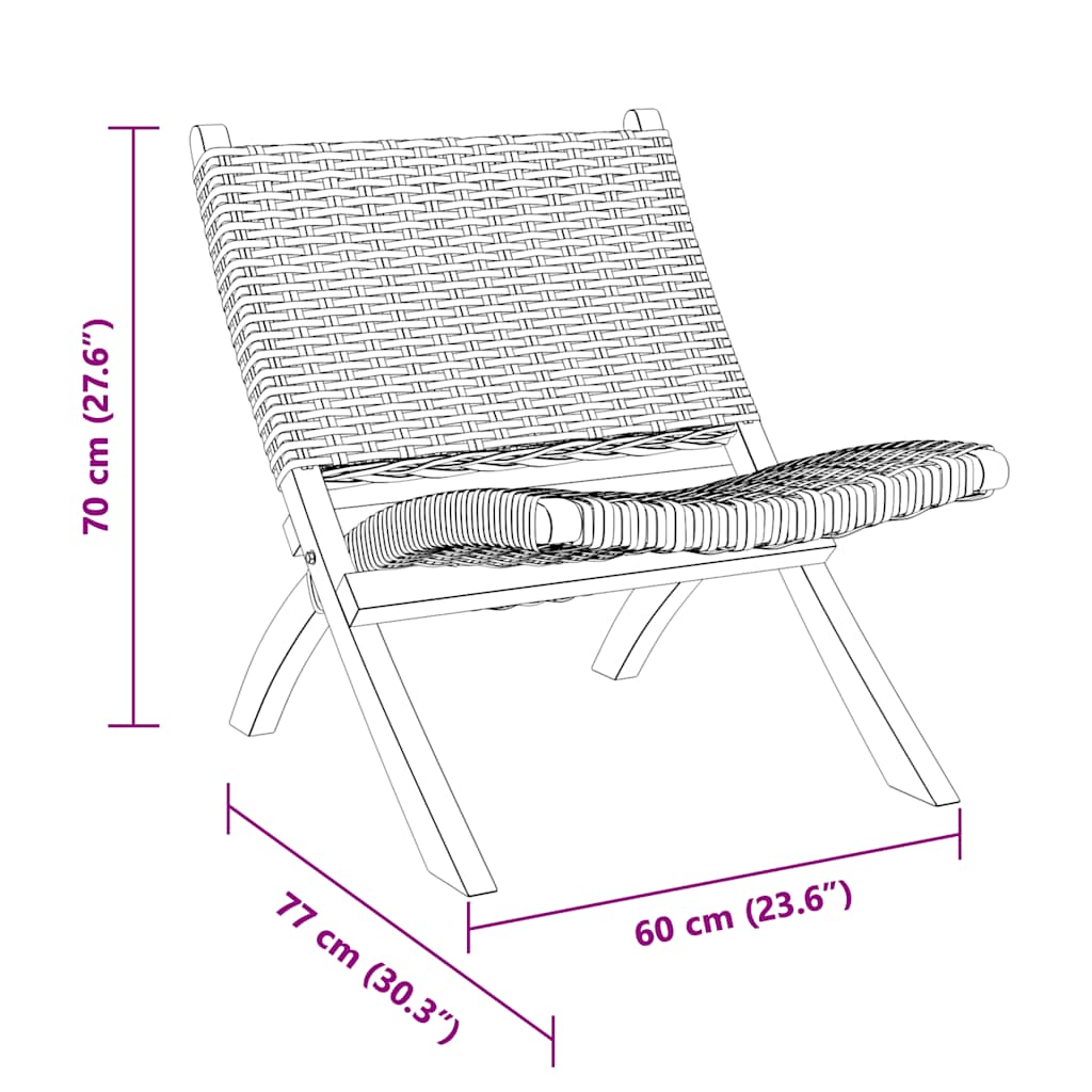 Relaxing Chair Grey Natural Kubu Rattan and Solid Mahogany Wood