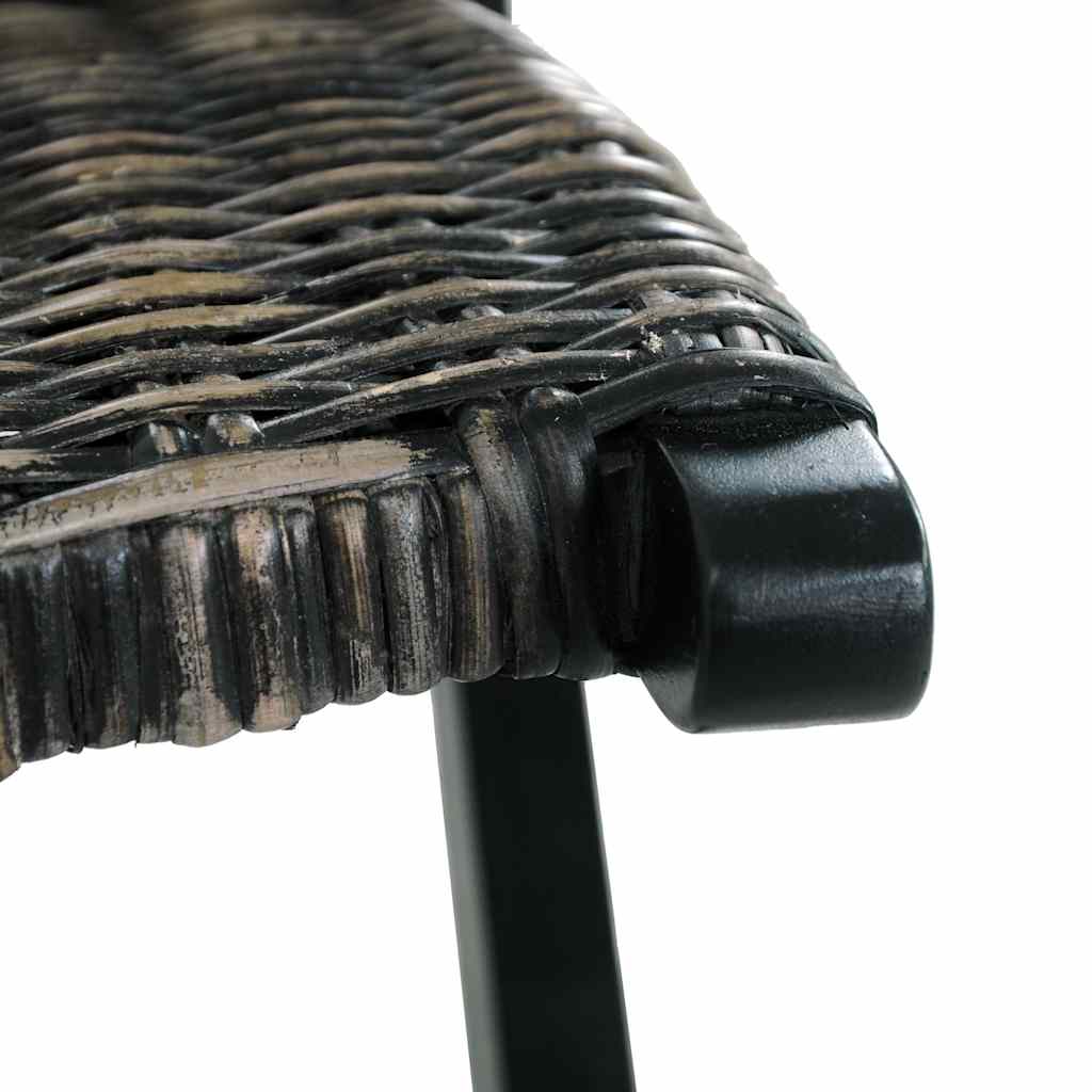 Relaxing Chair Black Natural Kubu Rattan&Solid Mahogany Wood