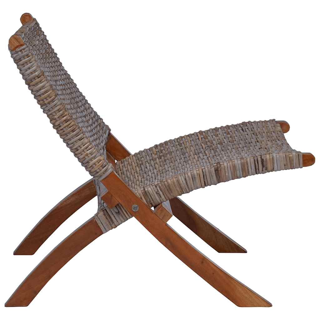 Relaxing Chair Natural Kubu Rattan and Solid Mahogany Wood
