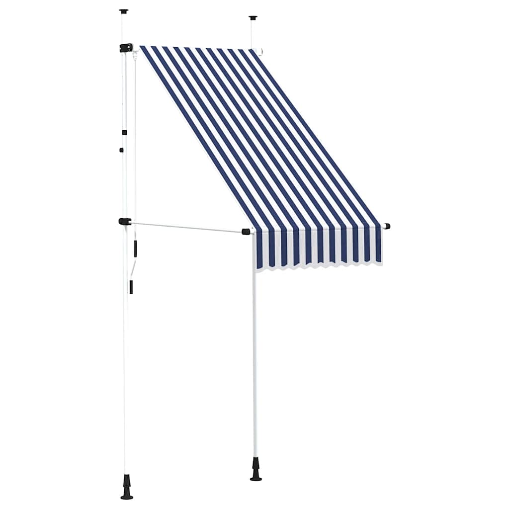 Manual Retractable Awning 100 cm Blue and White Stripes