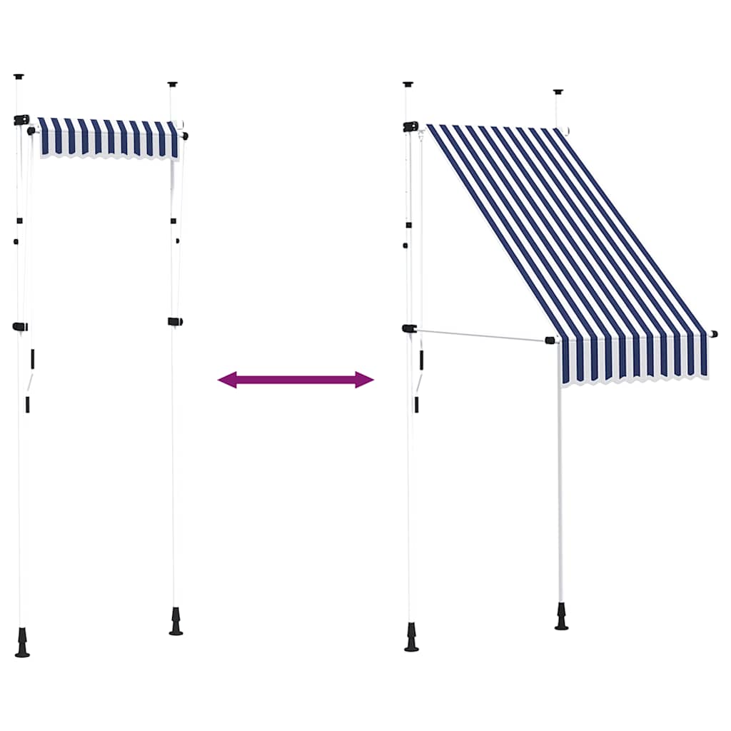 Manual Retractable Awning 100 cm Blue and White Stripes