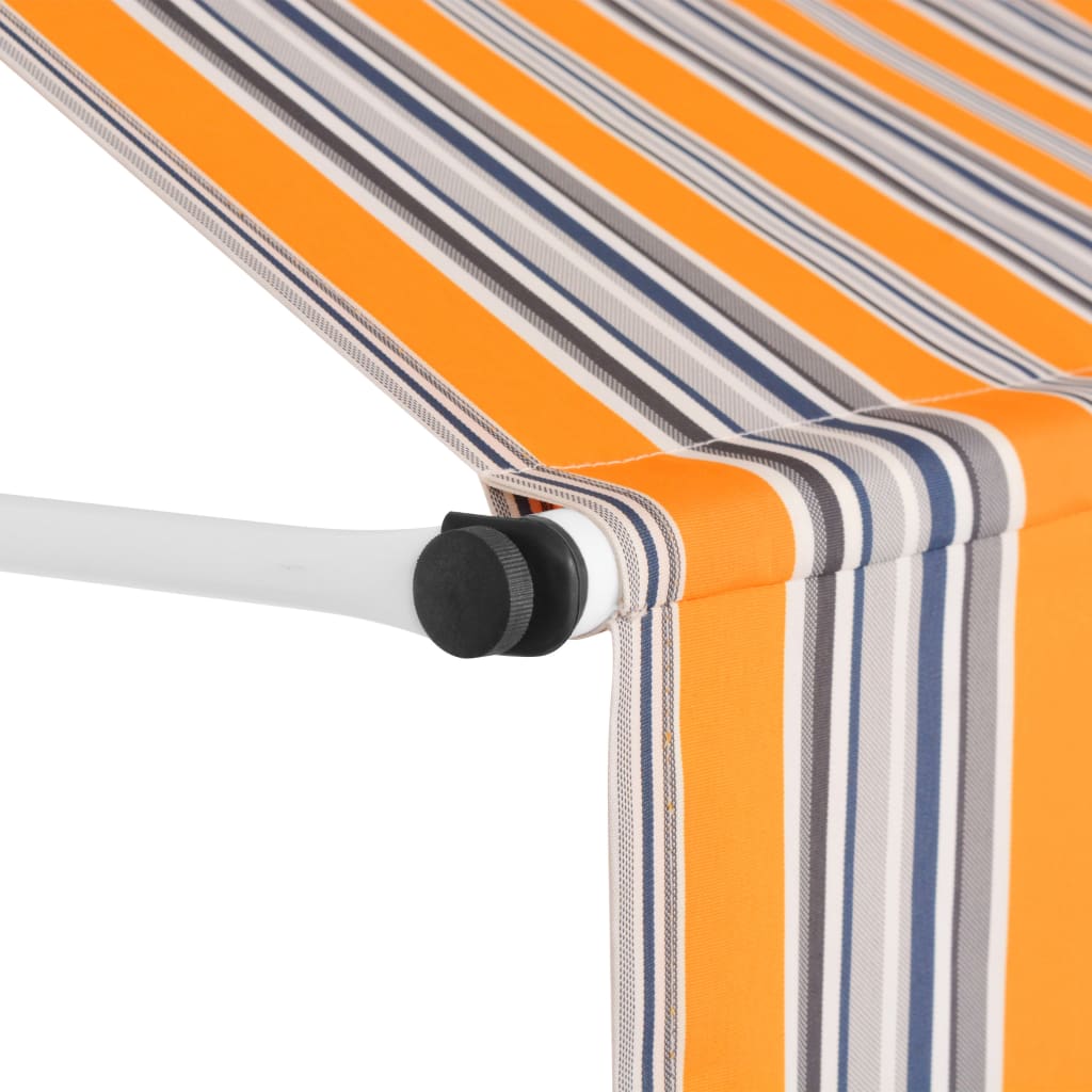 vidaXL Manual Retractable Awning 100 cm Yellow and Blue Stripes