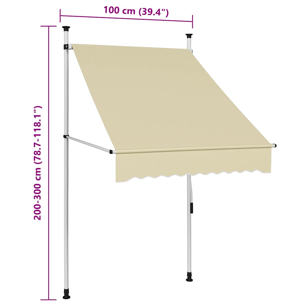 vidaXL Manual Retractable Awning 100 cm Cream