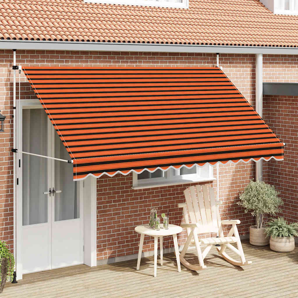 Manual Retractable Awning 350 cm Orange and Brown