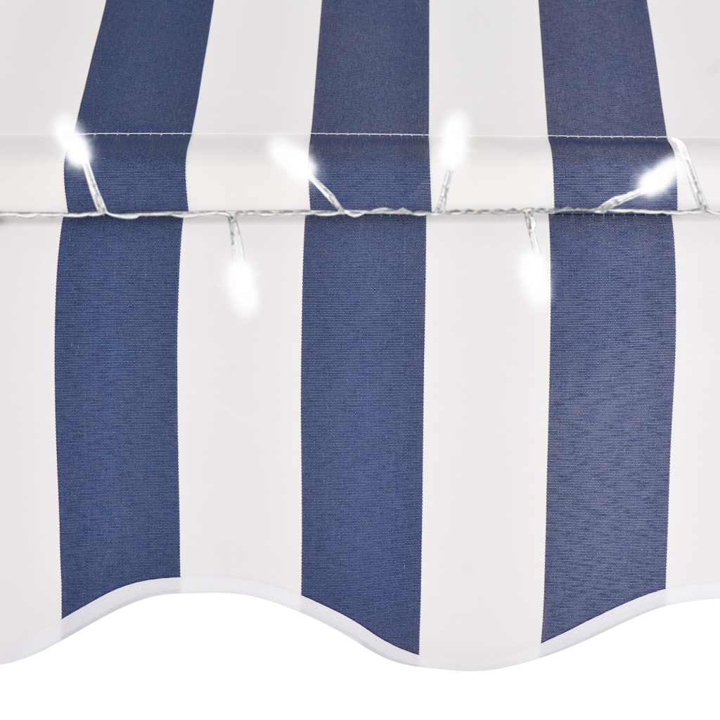 Manual Retractable Awning with LED 250 cm Blue and White