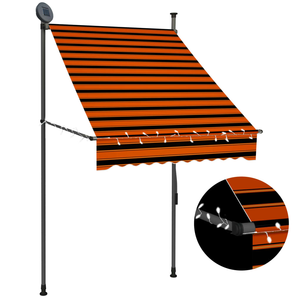 vidaXL Manual Retractable Awning with LED 100 cm Orange and Brown