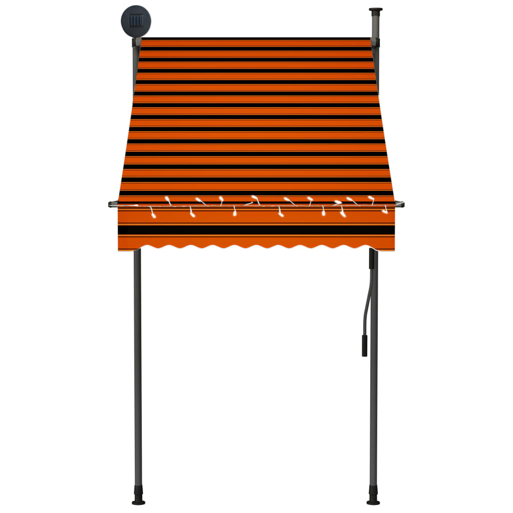 vidaXL Manual Retractable Awning with LED 100 cm Orange and Brown