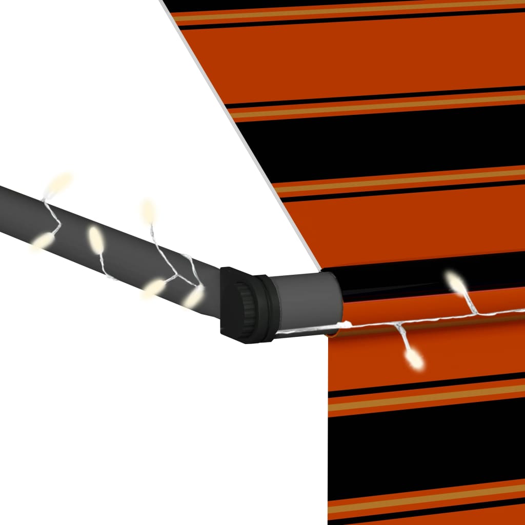 vidaXL Manual Retractable Awning with LED 100 cm Orange and Brown