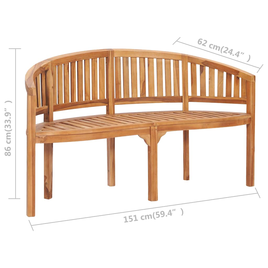 vidaXL Banana Bench 151 cm Solid Teak Wood