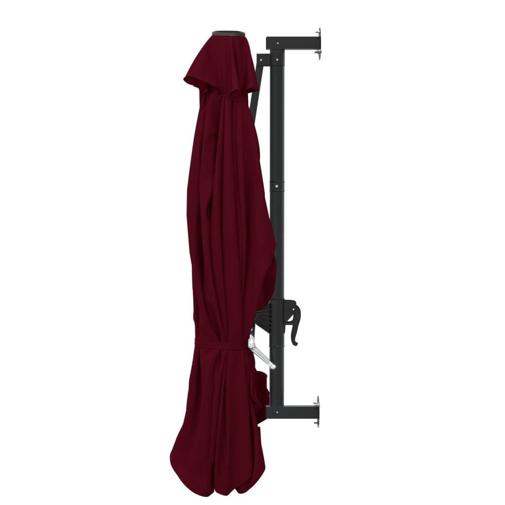 vidaXL Wall-Mounted Garden Parasol with Metal Pole 300 cm Burgundy