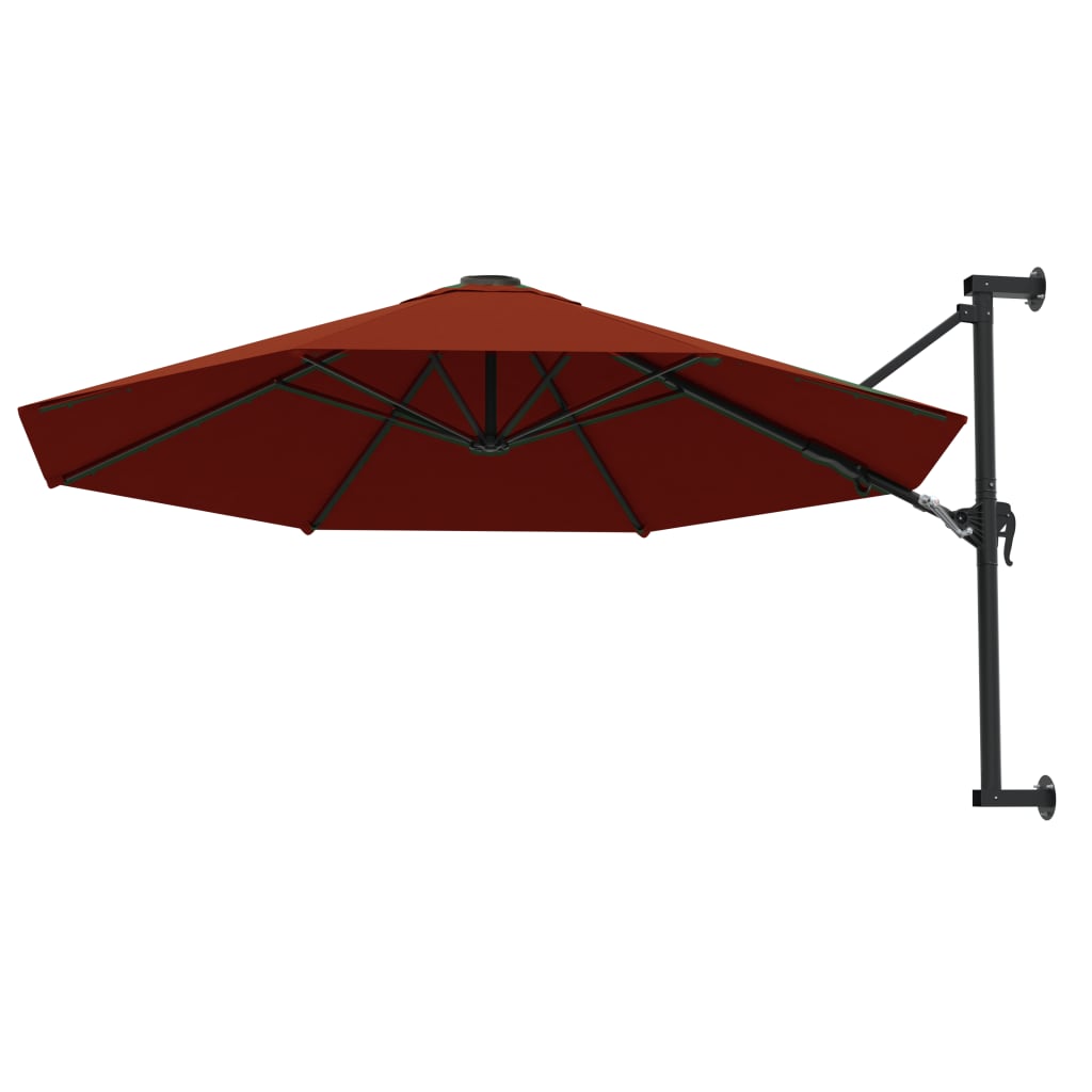 Wall-Mounted Garden Parasol with Metal Pole 300 cm Terracotta