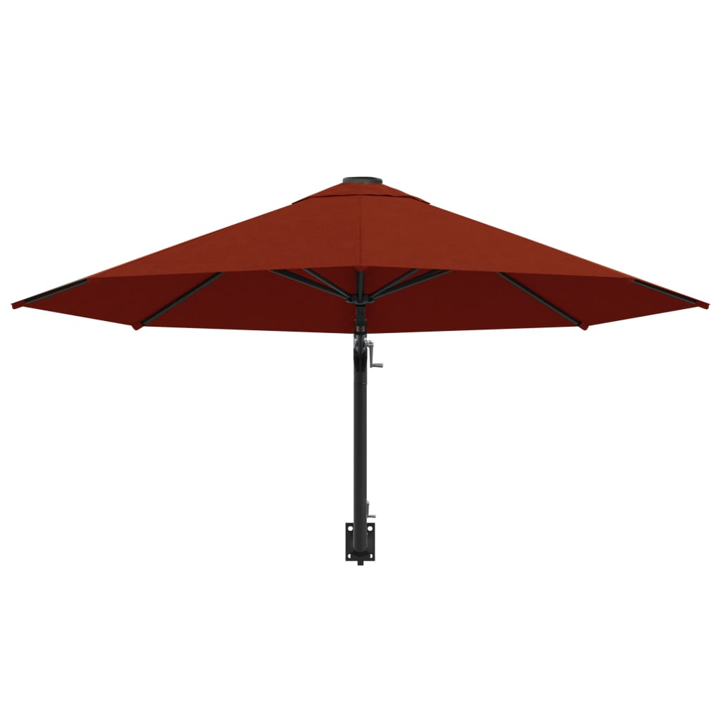 Wall-Mounted Garden Parasol with Metal Pole 300 cm Terracotta