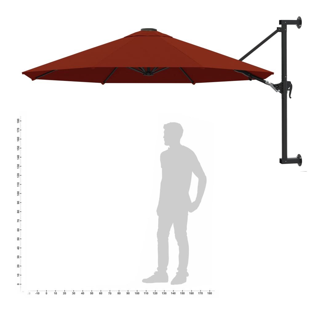 Wall-Mounted Garden Parasol with Metal Pole 300 cm Terracotta