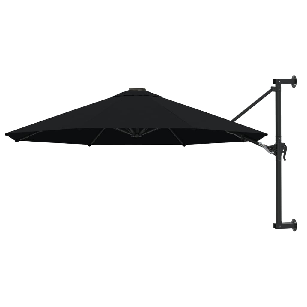 vidaXL Wall-Mounted Garden Parasol with Metal Pole 300 cm Black