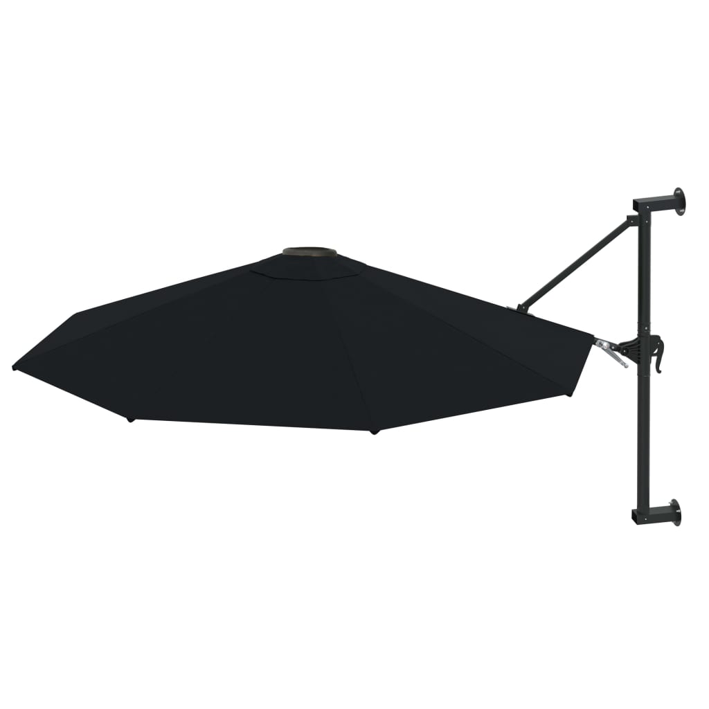 vidaXL Wall-Mounted Garden Parasol with Metal Pole 300 cm Black