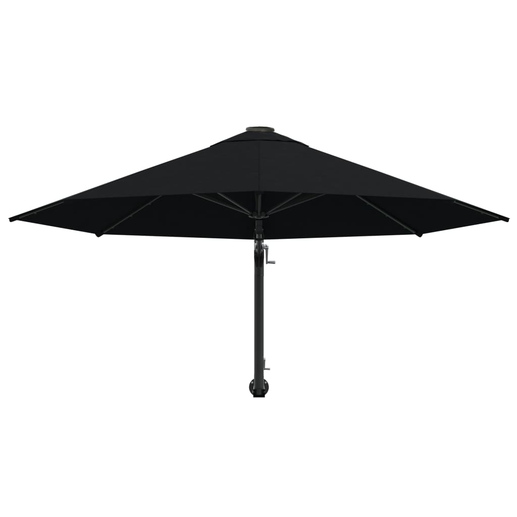 vidaXL Wall-Mounted Garden Parasol with Metal Pole 300 cm Black