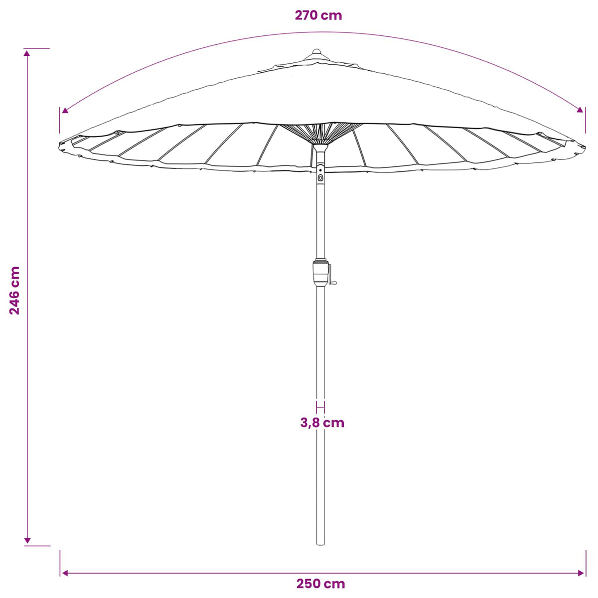 Garden Parasol with Aluminium Pole 250 cm Anthracite