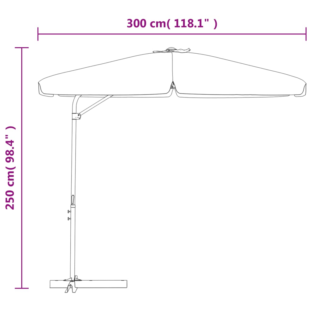 vidaXL Garden Parasol with Steel Pole 300 cm Taupe