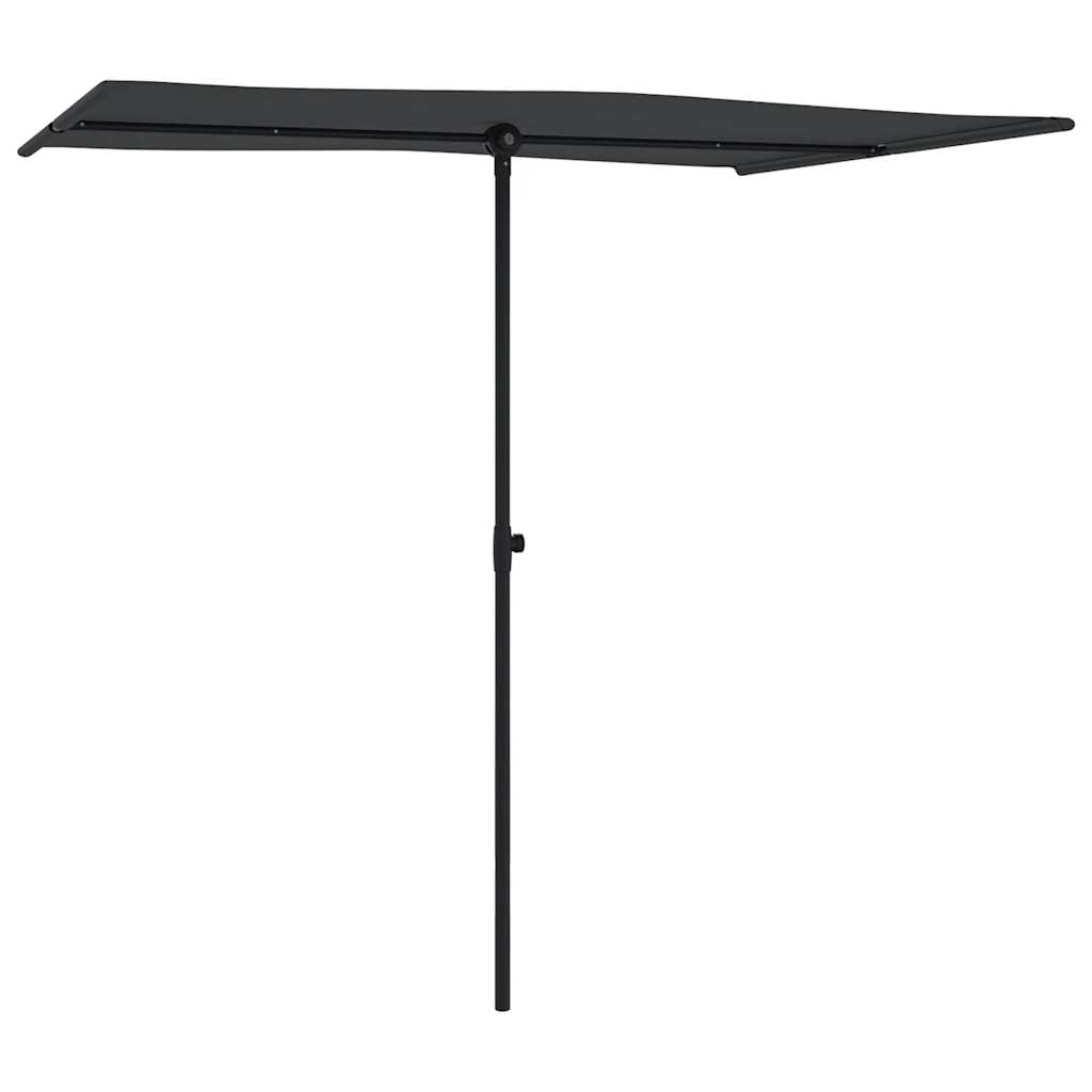 Garden Parasol | Black | Polyester, Aluminium | 2x1.5 m | Rotatable