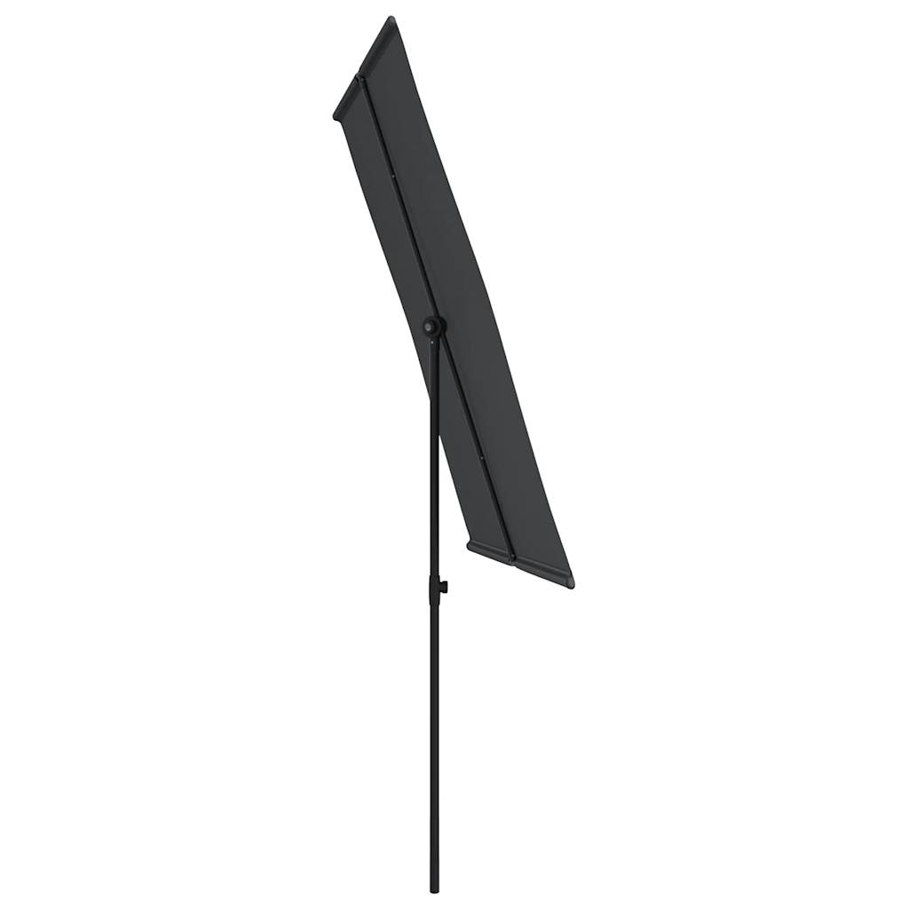 Garden Parasol | Black | Polyester, Aluminium | 2x1.5 m | Rotatable
