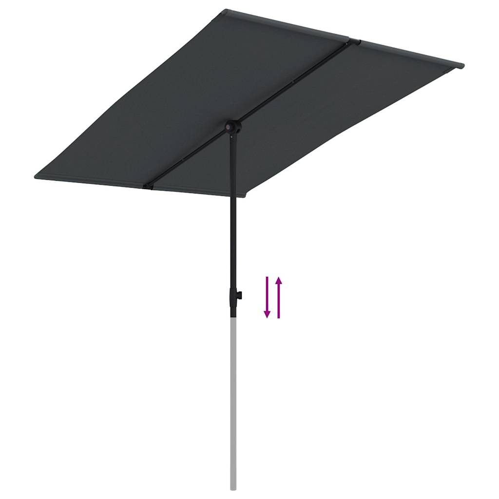Garden Parasol | Black | Polyester, Aluminium | 2x1.5 m | Rotatable