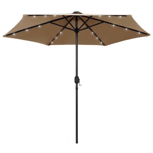 Garden Parasol with LED Lights&Aluminium Pole 270 cm Taupe