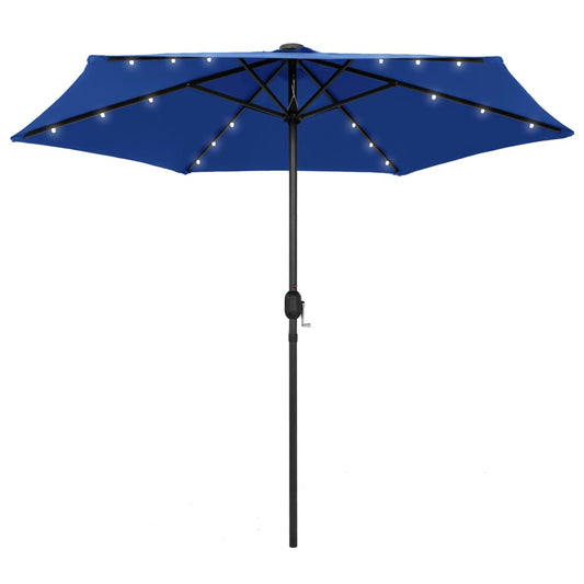 Garden Parasol with LED Lights&Aluminium Pole 270 cm Azure Blue