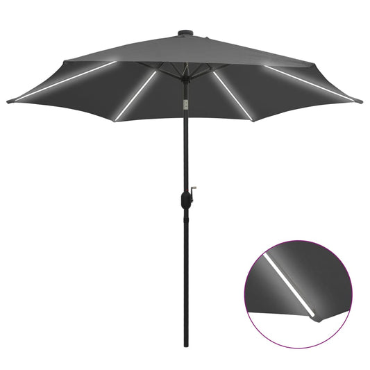 Garden Parasol with LED Lights&Aluminium Pole 300 cm Anthracite